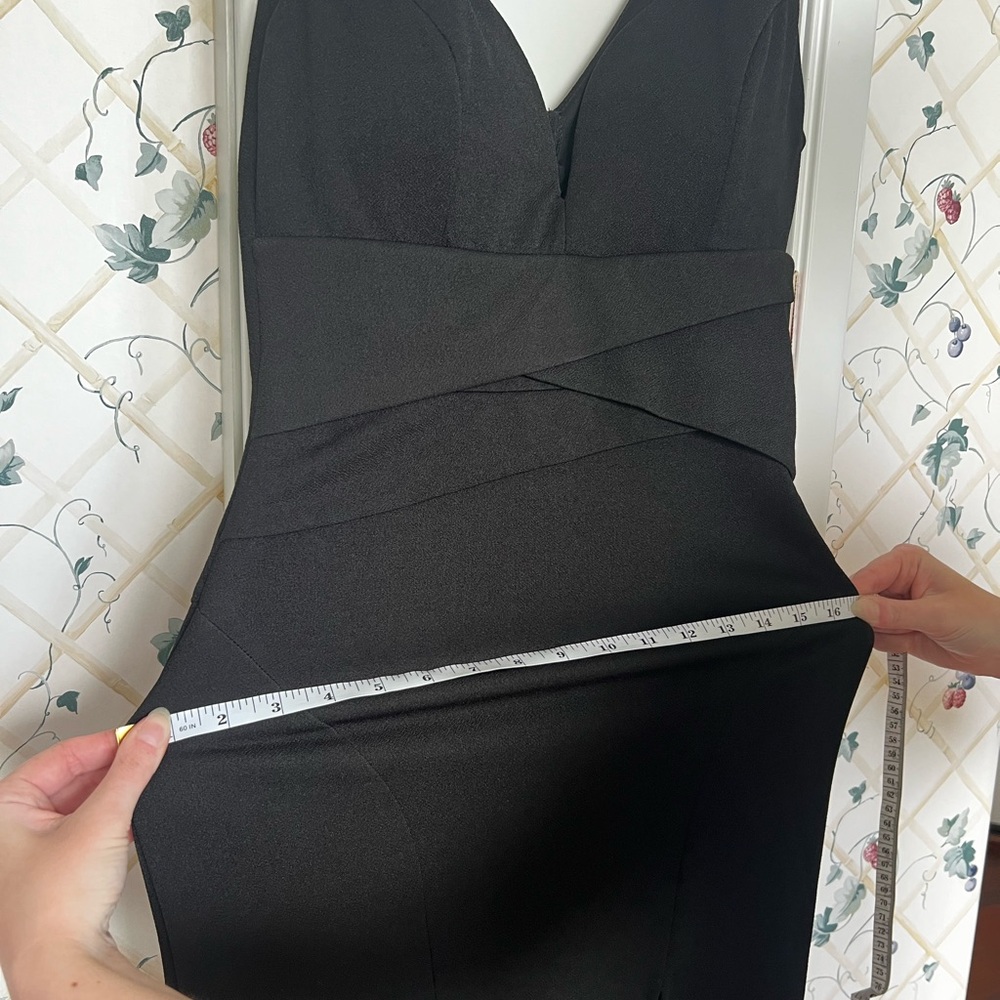 CLEARANCE Women’s Sexy Black Floor Length Sweetheart Neckline Dress W Leg Slit - Picture 15 of 16